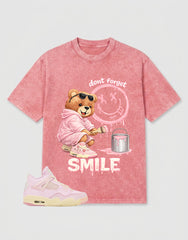 Pink Iced Carmine 4s Zadago Washed T-shirt Don't Forget Smile Graphic