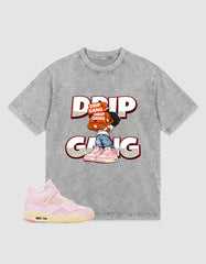 Pink Iced Carmine 4s Zadago Washed T-shirt Drip Gang Graphic