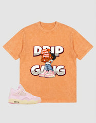 Pink Iced Carmine 4s Zadago Washed T-shirt Drip Gang Graphic