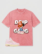 Pink Iced Carmine 4s Zadago Washed T-shirt Drip Gang Graphic