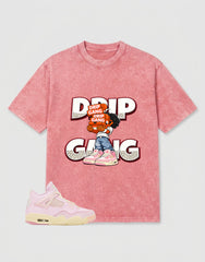 Pink Iced Carmine 4s Zadago Washed T-shirt Drip Gang Graphic