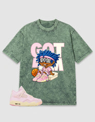 Pink Iced Carmine 4s Zadago Washed T-shirt Got 'Em Dope Graphic