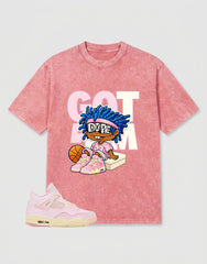 Pink Iced Carmine 4s Zadago Washed T-shirt Got 'Em Dope Graphic