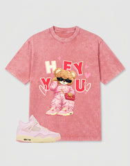 Pink Iced Carmine 4s Zadago Washed T-shirt Hey You Graphic