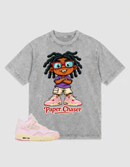 Pink Iced Carmine 4s Zadago Washed T-shirt Paper Chaser Graphic