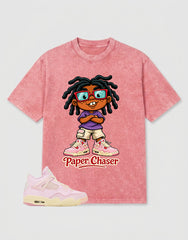Pink Iced Carmine 4s Zadago Washed T-shirt Paper Chaser Graphic