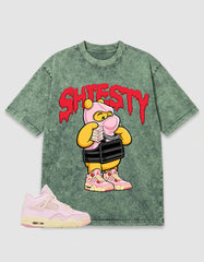 Pink Iced Carmine 4s Zadago Washed T-shirt Shiesty Pooh Graphic