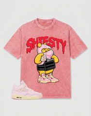 Pink Iced Carmine 4s Zadago Washed T-shirt Shiesty Pooh Graphic