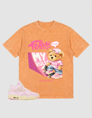 Pink Iced Carmine 4s Zadago Washed T-shirt Skate Boy Graphic