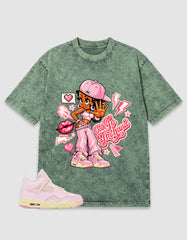 Pink Iced Carmine 4s Zadago Washed T-shirt Talk To The Hand Graphic