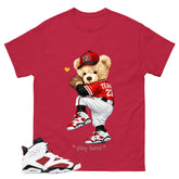 Play Hard Baseball Bear Shirt - Match White Air Jordan 6 Carmine
