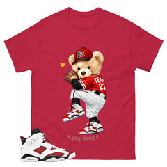 Play Hard Baseball Bear Shirt - Match White Air Jordan 6 Carmine