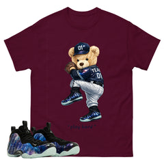 Play Hard Bear Graphic Tee, Shirt to Match Air Foamposite One Galaxy, Air Foamposite Unisex Black Shirt