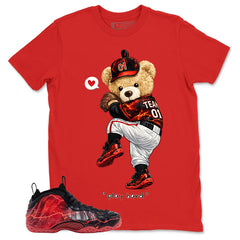 Play Hard Bear Graphic Tee, Shirt to Match Air Foamposite Stranger Things, Air Foamposite Unisex Blue Shirt