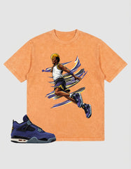 Purple Lakers 4s Zadago Washed T-shirt Air Ball Graphic