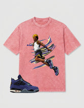 Purple Lakers 4s Zadago Washed T-shirt Air Ball Graphic