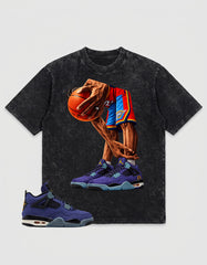 Purple Lakers 4s Zadago Washed T-shirt Ball Time Graphic