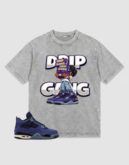 Purple Lakers 4s Zadago Washed T-shirt Drip Gang Graphic