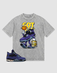 Purple Lakers 4s Zadago Washed T-shirt Got 'Em Bread Graphic