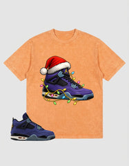 Purple Lakers 4s Zadago Washed T-shirt Kickmas Graphic