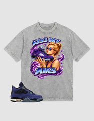 Purple Lakers 4s Zadago Washed T-shirt Kiss My Airs Graphic