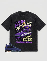 Purple Lakers 4s Zadago Washed T-shirt Kream Kicks Graphic