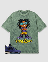 Purple Lakers 4s Zadago Washed T-shirt Paper Chaser Graphic