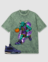Purple Lakers 4s Zadago Washed T-shirt Raging Bull Graphic