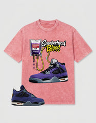 Purple Lakers 4s Zadago Washed T-shirt Sneakerhead Blood Graphic