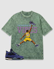 Purple Lakers 4s Zadago Washed T-shirt Sneakerhead Vibes Graphic