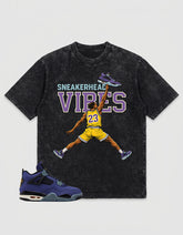 Purple Lakers 4s Zadago Washed T-shirt Sneakerhead Vibes Graphic