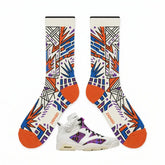 Quai 54 Purple Sneaker Match Socks ā Air Jordan 6 Retro Inspired Mid-Calf Crew Socks