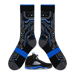 Racer Blue Socks – Air Jordan 5 Retro Inspired Mid-Calf Unisex Crew Socks