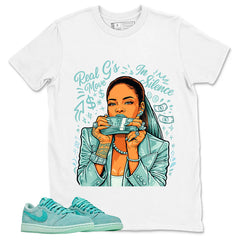Real Girl Move In Silence Shirt - Match Womens Air Jordan 1 Washed Teal