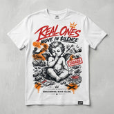 Real Ones Move In Silence White Graphic T-shirt v2