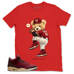 Red Bin23 3s Shirt Baseball Play Hard Graphic