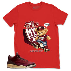 Red Bin23 3s Shirt Skate Boy Graphic