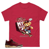 Red Bin23 3s Shirt Skate Boy Graphic