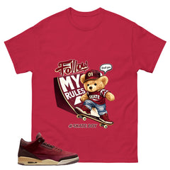Red Bin23 3s Shirt Skate Boy Graphic