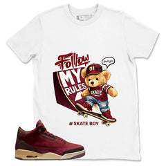 Red Bin23 3s Shirt Skate Boy Graphic