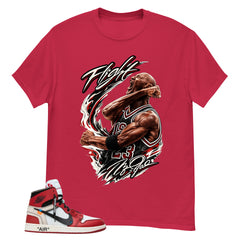 Red Off White Chicago 1s Shirt Flight Victory MJ Graphic
