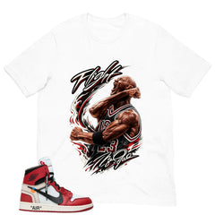 Red Off White Chicago 1s Shirt Flight Victory MJ Graphic