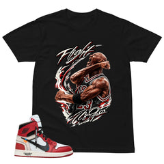 Red Off White Chicago 1s Shirt Flight Victory MJ Graphic