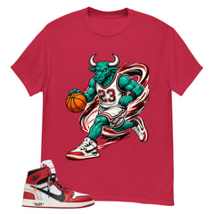 Red Off White Chicago 1s Shirt Raging Bull Graphic