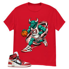 Red Off White Chicago 1s Shirt Raging Bull Graphic