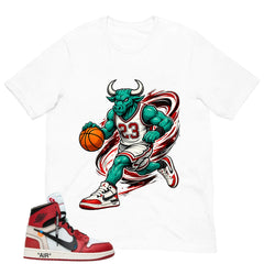 Red Off White Chicago 1s Shirt Raging Bull Graphic