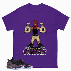 Runnin The Street Graphic Tee, Shirt to Match Air Foamposite One Eggplant, Air Foamposite Unisex Purple Shirt