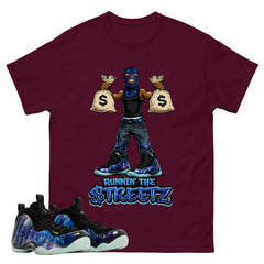 Runnin The Street Graphic Tee, Shirt to Match Air Foamposite One Galaxy, Air Foamposite Unisex Black Shirt