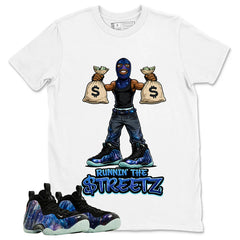 Runnin The Street Graphic Tee, Shirt to Match Air Foamposite One Galaxy, Air Foamposite Unisex Black Shirt
