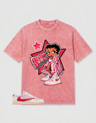 Sail Tropical Pink Travis Scott 1s Washed T-shirt Betty Boop Star Graphic